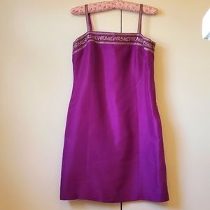 Exotic embroidery orchid color party dress